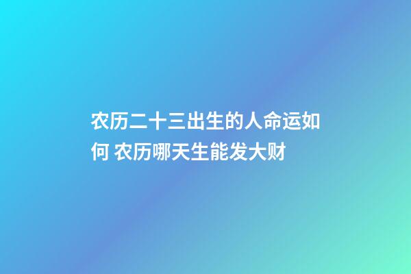 农历二十三出生的人命运如何 农历哪天生能发大财-第1张-观点-玄机派